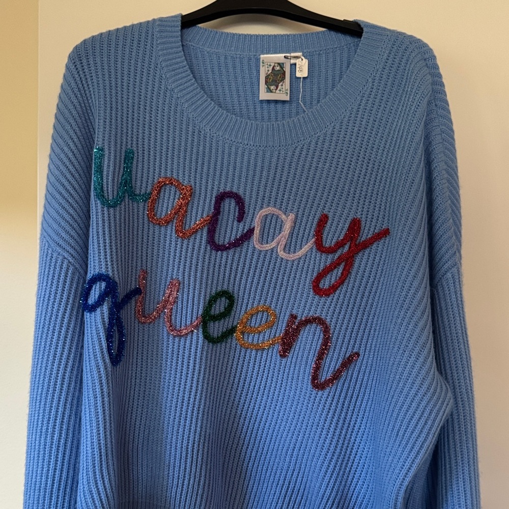 QUEEN OF SPARKLE
 Light Blue Vacay Queen Sweater